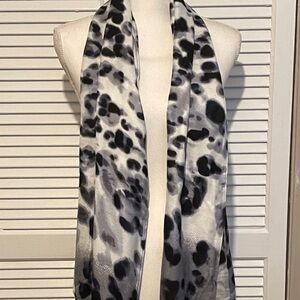 New INC Black and Gray Animal Print Scarf